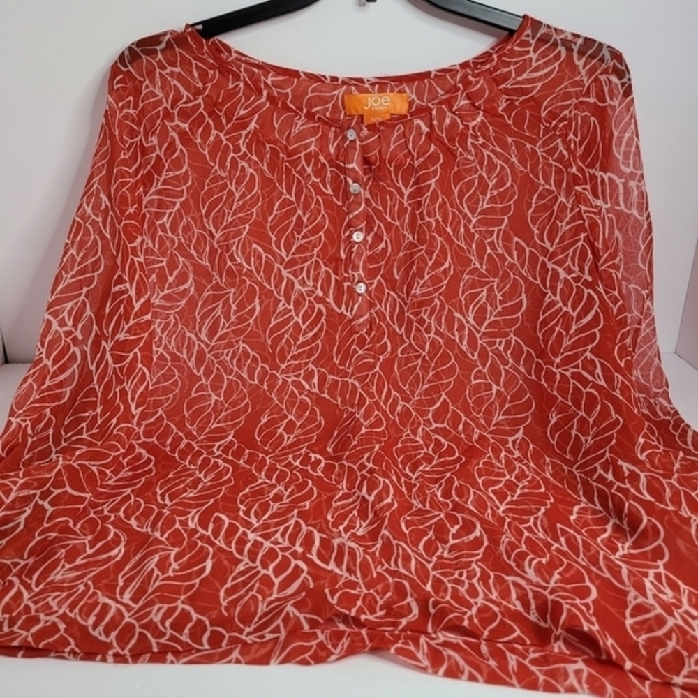 Joe Fresh red/white chiffon‎ blouse, size XL